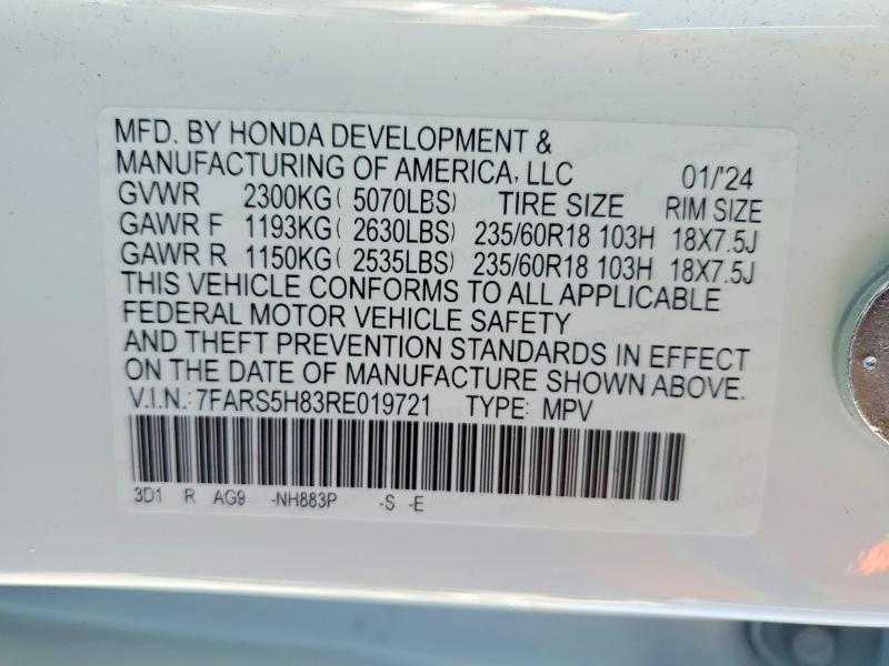 Auction sale of the 2024 Honda Cr-v, vin: 7FARS5H83RE019721, lot number: 79404795