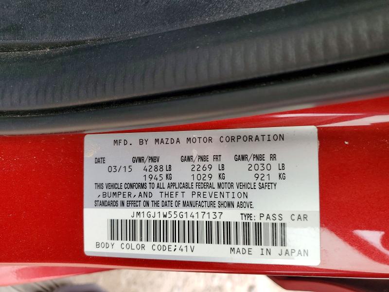 2016 Mazda 6 მანქანა იყიდება აუქციონზე, vin: JM1GJ1W55G1417137, აუქციონის ნომერი: 79195475