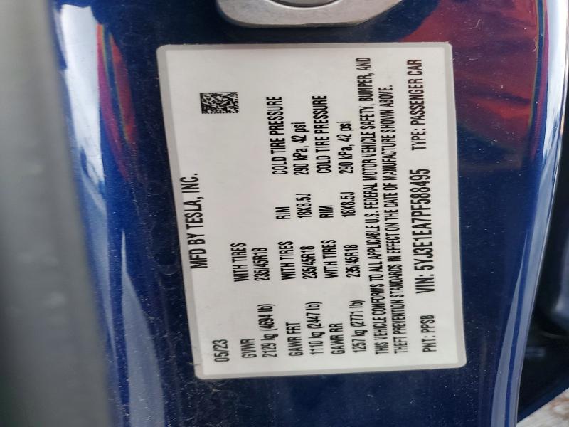 Aukcja sprzedaży 2023 Tesla Model 3, vin: 5YJ3E1EA7PF588495, numer aukcji: 78866755