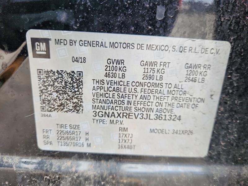 Aukcja sprzedaży 2018 Chevrolet Equinox, vin: 3GNAXREV3JL361324, numer aukcji: 77186695