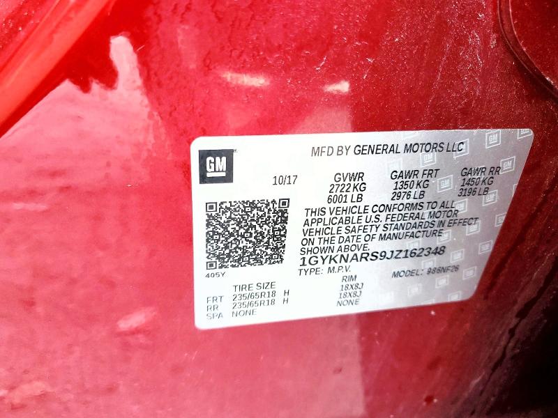 77593535 :رقم المزاد ، 1GYKNARS9JZ162348 vin ، 2018 Cadillac Xt5 مزاد بيع