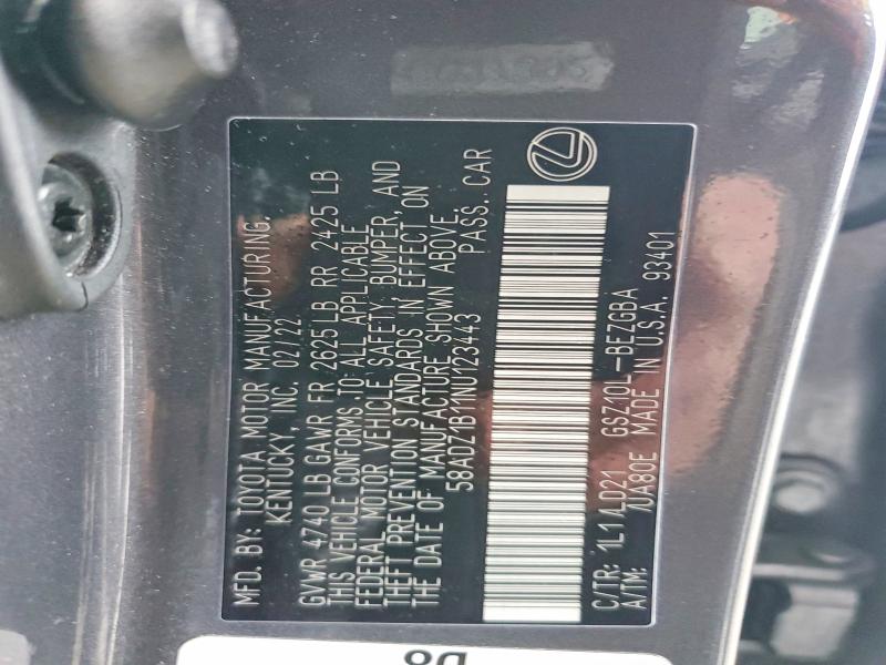 Aukcja sprzedaży 2022 Lexus Es 350, vin: 58ADZ1B11NU123443, numer aukcji: 78424305