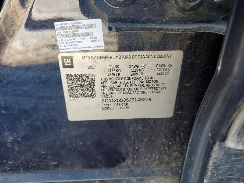 Продажа на аукционе авто 2018 Chevrolet Impala, vin: 2G1125S35J9149278, номер лота: 77589485