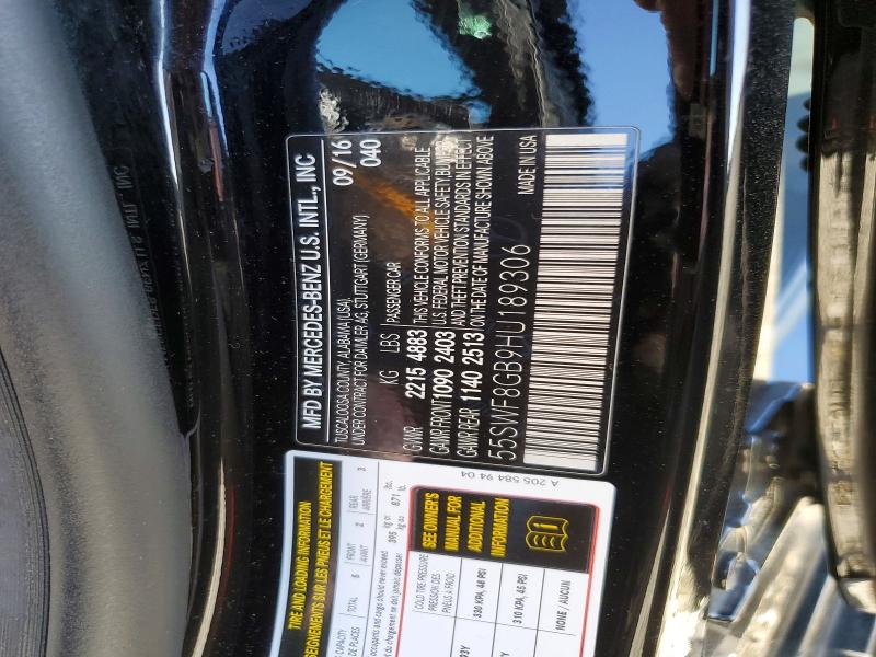 Продаж на аукціоні авто 2017 Mercedes-benz C, vin: 55SWF8GB9HU189306, номер лоту: 76435905