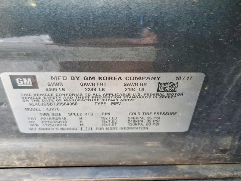 Aukcja sprzedaży 2018 Buick Encore, vin: KL4CJGSB7JB564360, numer aukcji: 74795955