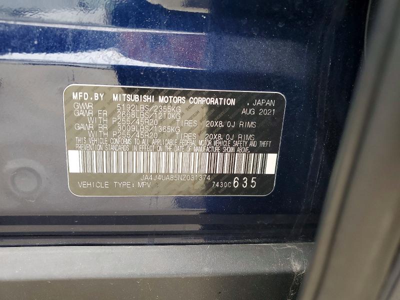 Aukcja sprzedaży 2022 Mitsubishi Outlander, vin: JA4J4UA85NZ031374, numer aukcji: 78892855
