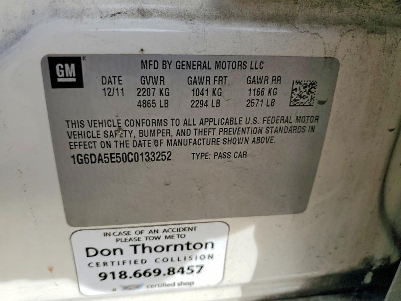 2012 Cadillac Cts მანქანა იყიდება აუქციონზე, vin: 1G6DA5E50C0133252, აუქციონის ნომერი: 77561395