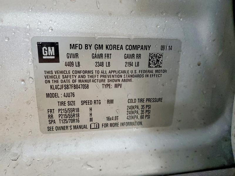 Aukcja sprzedaży 2015 Buick Encore, vin: KL4CJFSB7FB047058, numer aukcji: 78297825