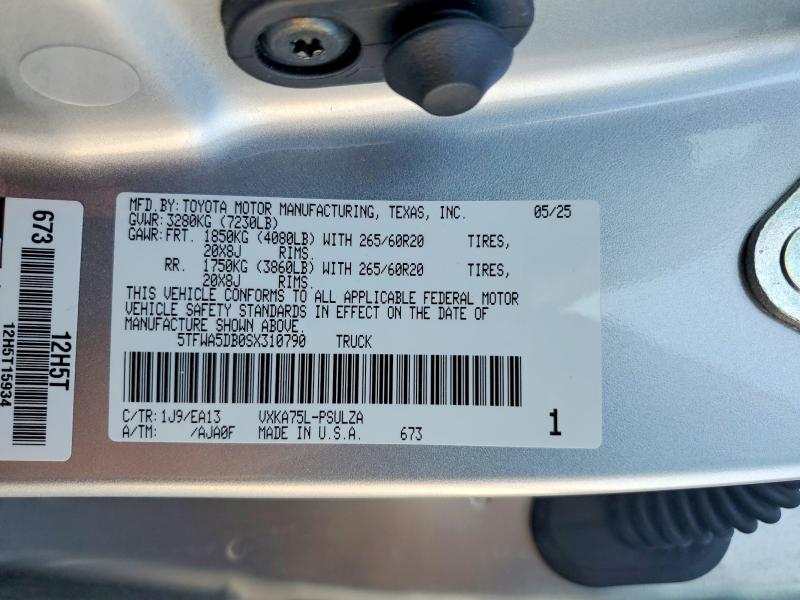 Продаж на аукціоні авто 2025 Toyota Tundra, vin: 5TFWA5DB0SX310790, номер лоту: 77145855