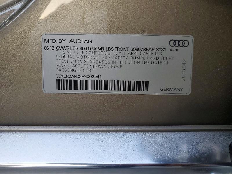 2014 Audi A8 მანქანა იყიდება აუქციონზე, vin: WAUR2AFD2EN002941, აუქციონის ნომერი: 75829035