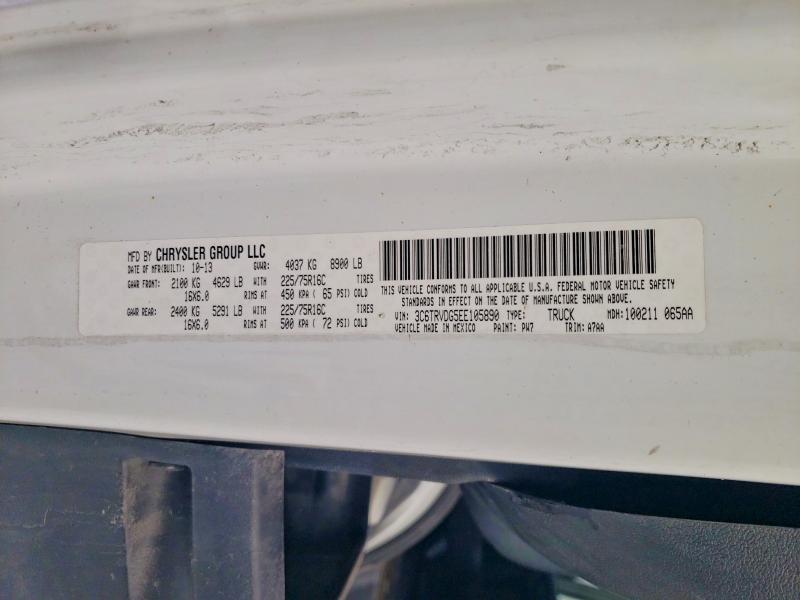 Продажа на аукционе авто 2014 Ram Promaster 1500, vin: 3C6TRVDG5EE105890, номер лота: 52275916