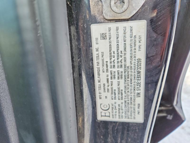 Aukcja sprzedaży 2022 Tesla Model 3, vin: 5YJ3E1EBXNF320269, numer aukcji: 78139025