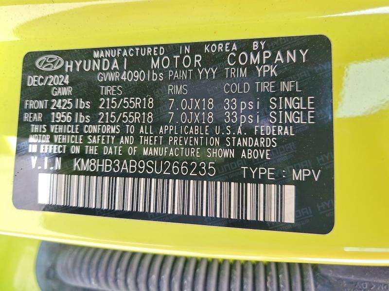 Продаж на аукціоні авто 2025 Hyundai Kona, vin: KM8HB3AB9SU266235, номер лоту: 76599065