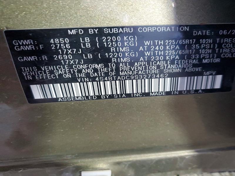 2025 Subaru Outback მანქანა იყიდება აუქციონზე, vin: 4S4BTADC9S3273462, აუქციონის ნომერი: 78995215