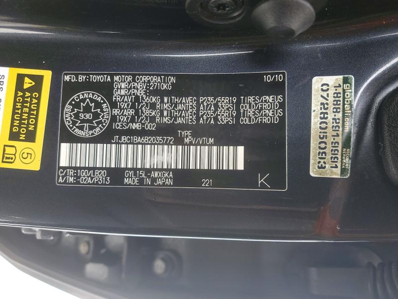 Aukcja sprzedaży 2011 Lexus Rx, vin: JTJBC1BA6B2035772, numer aukcji: 75732035