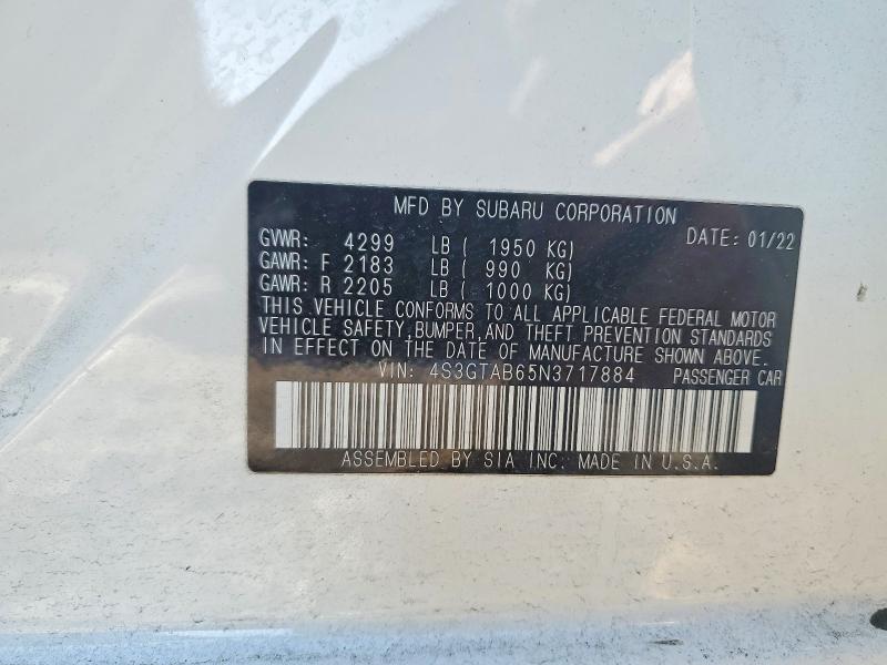 Aukcja sprzedaży 2022 Subaru Impreza, vin: 4S3GTAB65N3717884, numer aukcji: 74849355