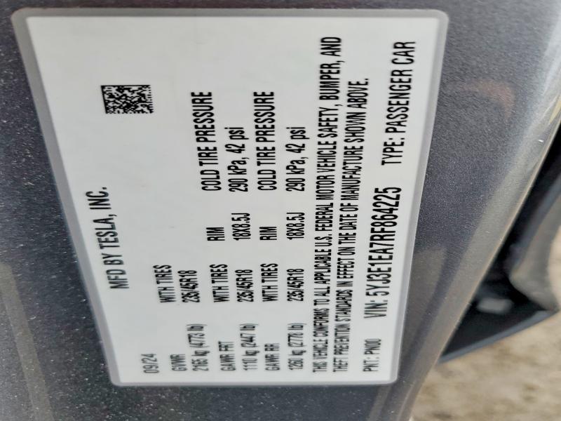 Aukcja sprzedaży 2024 Tesla Model 3, vin: 5YJ3E1EA7RF864225, numer aukcji: 74507315