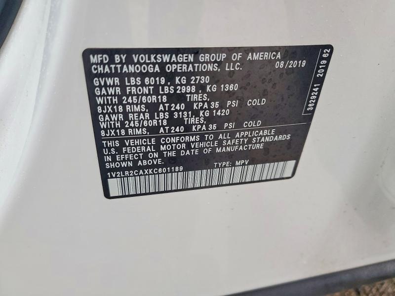 Aukcja sprzedaży 2019 Volkswagen Atlas, vin: 1V2LR2CAXKC601189, numer aukcji: 77888985