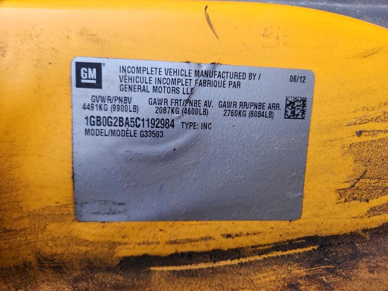 2012 Chevrolet Express Cutaway მანქანა იყიდება აუქციონზე, vin: 1GB0G2BA5C1192984, აუქციონის ნომერი: 75961395
