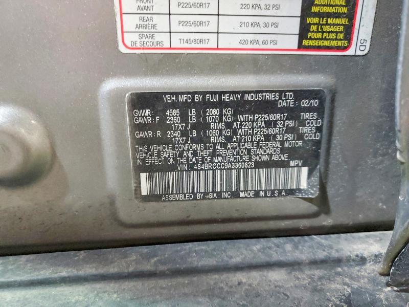 2010 Subaru Outback მანქანა იყიდება აუქციონზე, vin: 4S4BRCCC9A3360823, აუქციონის ნომერი: 78997605