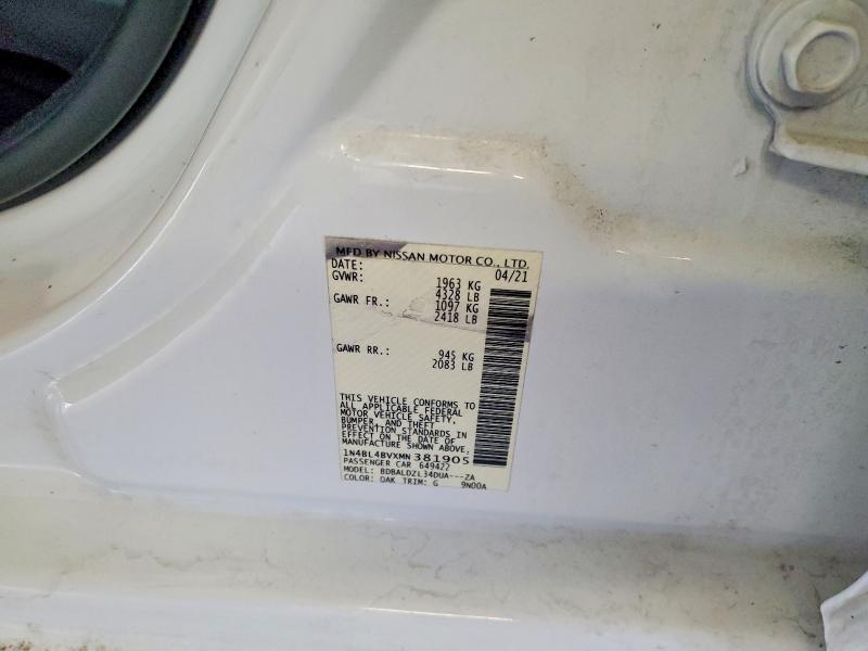 75649005 :رقم المزاد ، 1N4BL4BVXMN381905 vin ، 2021 Nissan Altima مزاد بيع