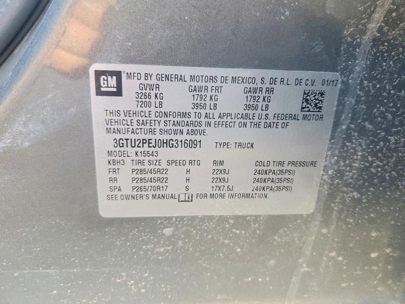 78968785 :رقم المزاد ، 3GTU2PEJ0HG316091 vin ، 2017 Gmc Sierra مزاد بيع