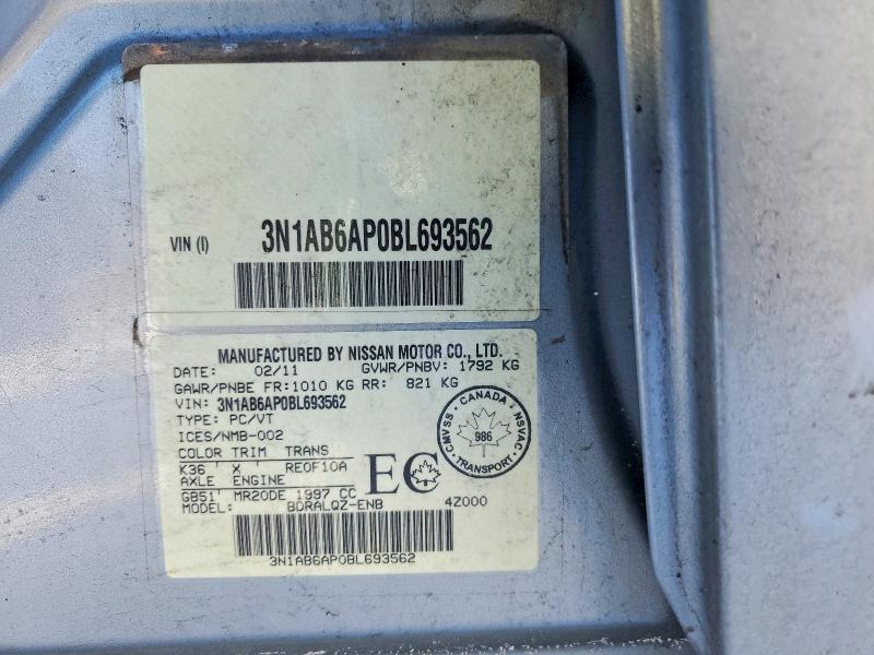 Aukcja sprzedaży 2011 Nissan Sentra, vin: 3N1AB6AP0BL693562, numer aukcji: 77119725