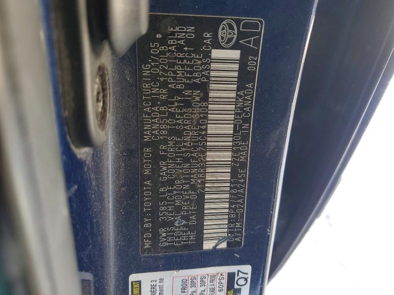 Продаж на аукціоні авто 2005 Toyota Corolla, vin: 2T1BR32E75C440108, номер лоту: 76329965