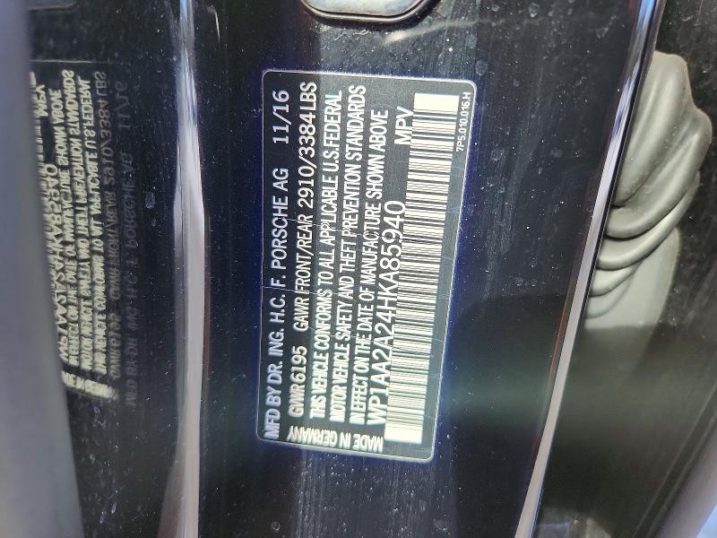 Aukcja sprzedaży 2017 Porsche Cayenne, vin: WP1AA2A24HKA85940, numer aukcji: 77102835