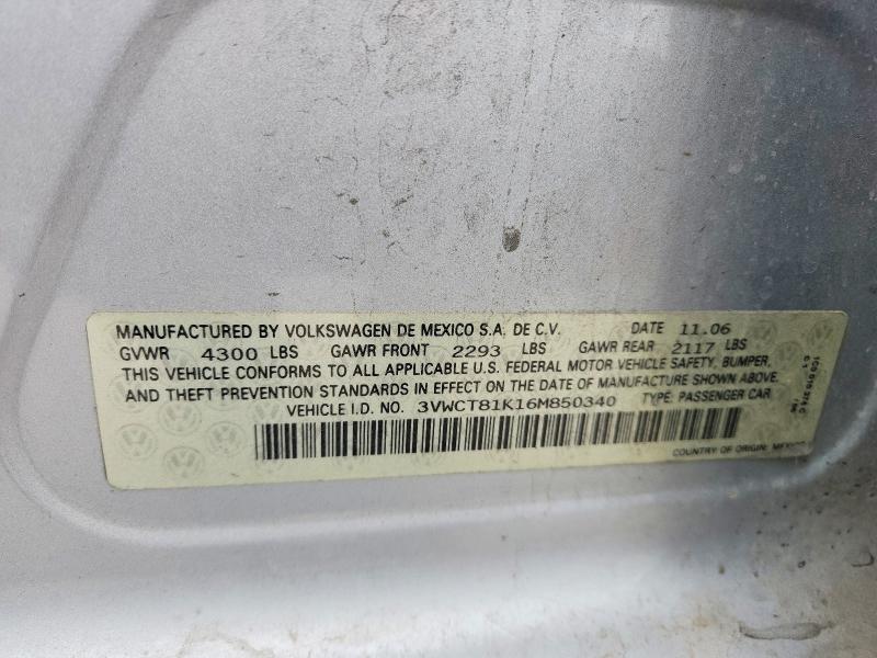 Продаж на аукціоні авто 2006 Volkswagen Jetta, vin: 3VWCT81K16M850340, номер лоту: 75944395