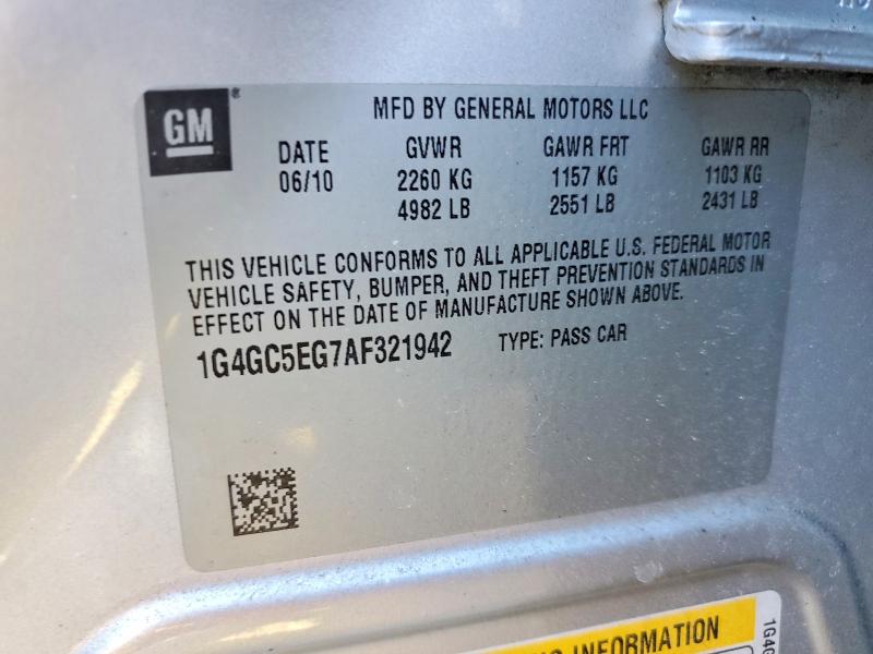 2010 Buick Lacrosse მანქანა იყიდება აუქციონზე, vin: 1G4GC5EG7AF321942, აუქციონის ნომერი: 79019425