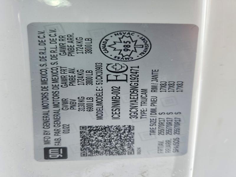 78759325 :رقم المزاد ، 3GCNYAED5NG192471 vin ، 2022 Chevrolet Silverado Ltd مزاد بيع