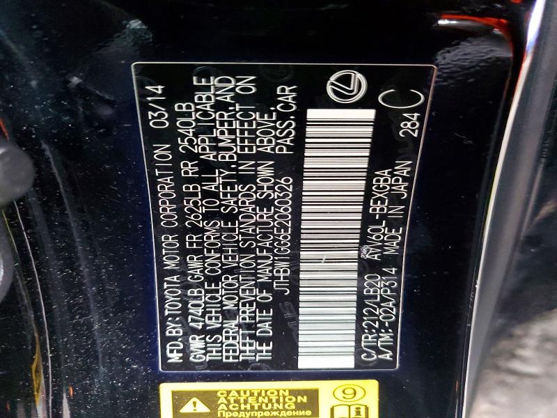 76575215 :رقم المزاد ، JTHBW1GG6E2060326 vin ، 2014 Lexus Es مزاد بيع