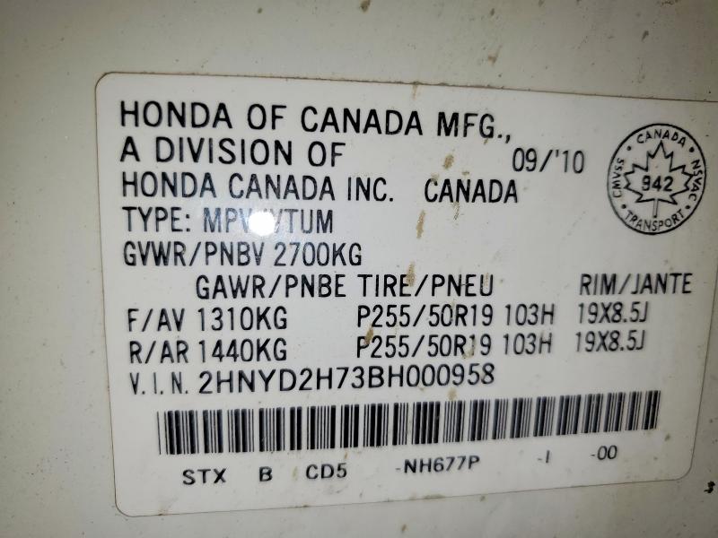 Aukcja sprzedaży 2011 Acura Mdx, vin: 2HNYD2H73BH000958, numer aukcji: 74841775