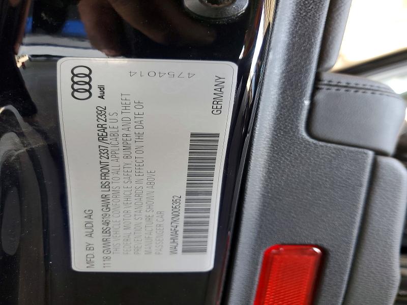 2019 Audi A4 მანქანა იყიდება აუქციონზე, vin: WAUHMAF47KN005352, აუქციონის ნომერი: 79552725