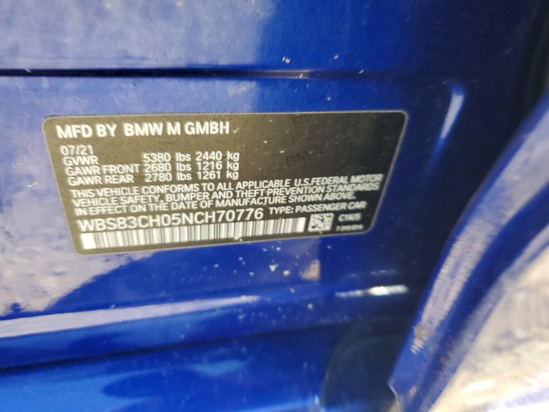 2022 Bmw M5 მანქანა იყიდება აუქციონზე, vin: WBS83CH05NCH70776, აუქციონის ნომერი: 97658925