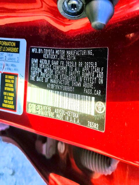 2015 Toyota Camry მანქანა იყიდება აუქციონზე, vin: 4T1BF1FK1FU899051, აუქციონის ნომერი: 75740645