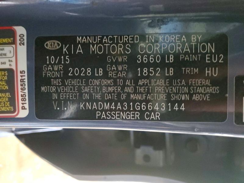 Продаж на аукціоні авто 2016 Kia Rio, vin: KNADM4A31G6643144, номер лоту: 78543835