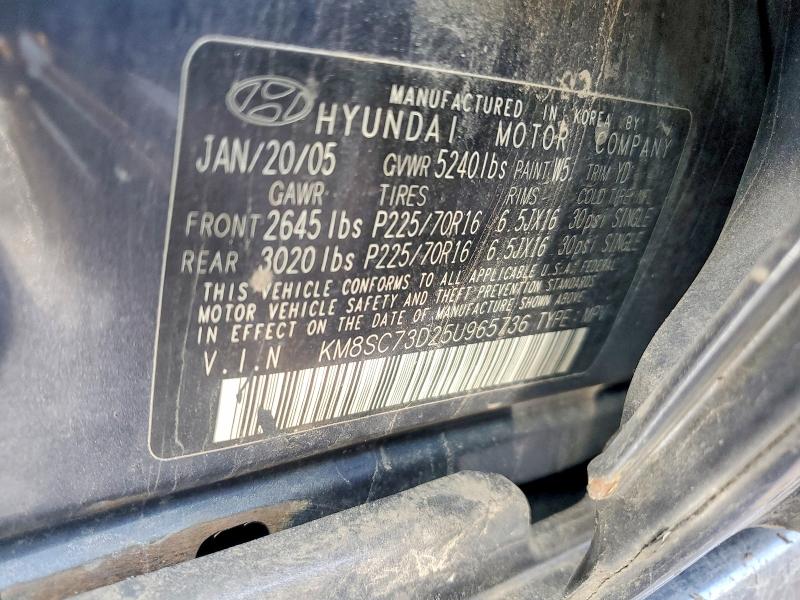 74001505 :رقم المزاد ، KM8SC73D25U965736 vin ، 2005 Hyundai Santa Fe مزاد بيع