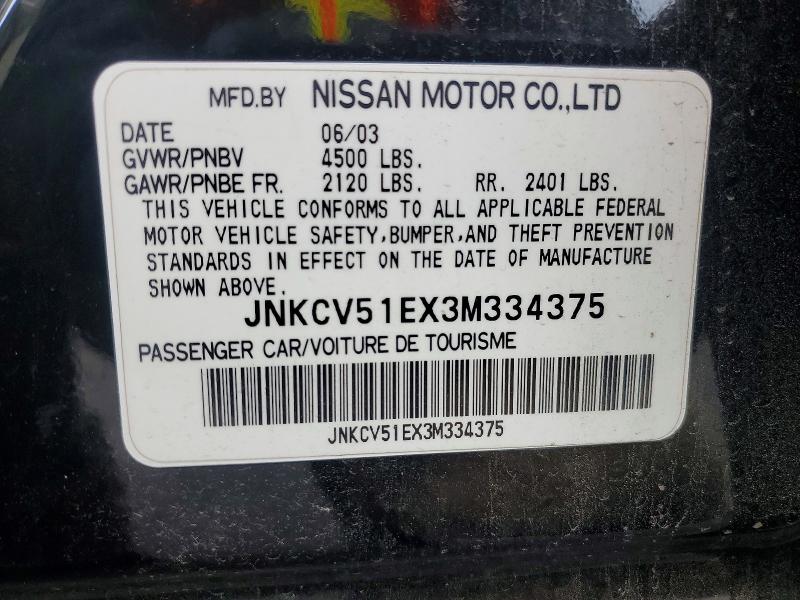 Aukcja sprzedaży 2003 Infiniti G35, vin: JNKCV51EX3M334375, numer aukcji: 78490875