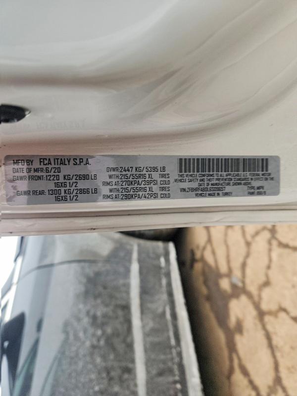 98246135 :رقم المزاد ، ZFBHRFAB0L6S09657 vin ، 2020 Ram Promaster City مزاد بيع