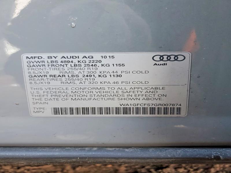 Продажа на аукционе авто 2016 Audi Q3, vin: WA1GFCFS7GR007874, номер лота: 75931105