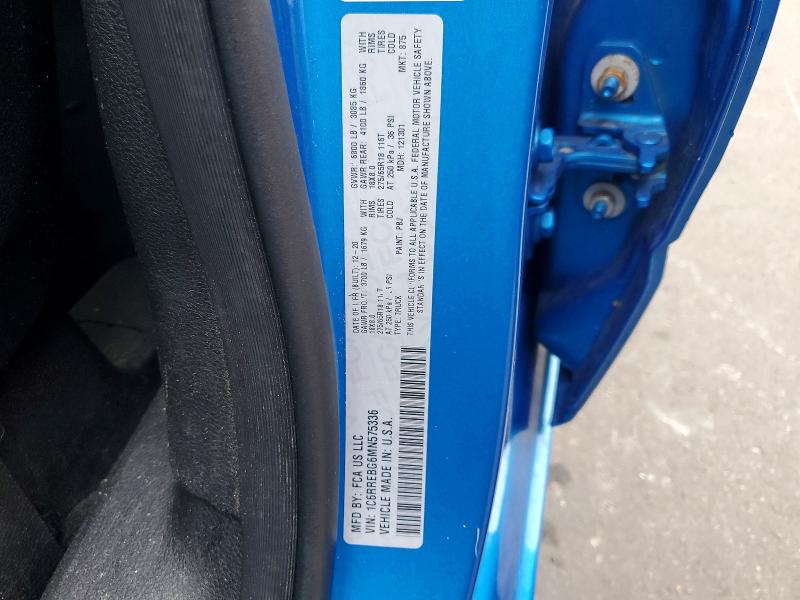77884745 :رقم المزاد ، 1C6RREBG6MN575336 vin ، 2021 Ram 1500 مزاد بيع