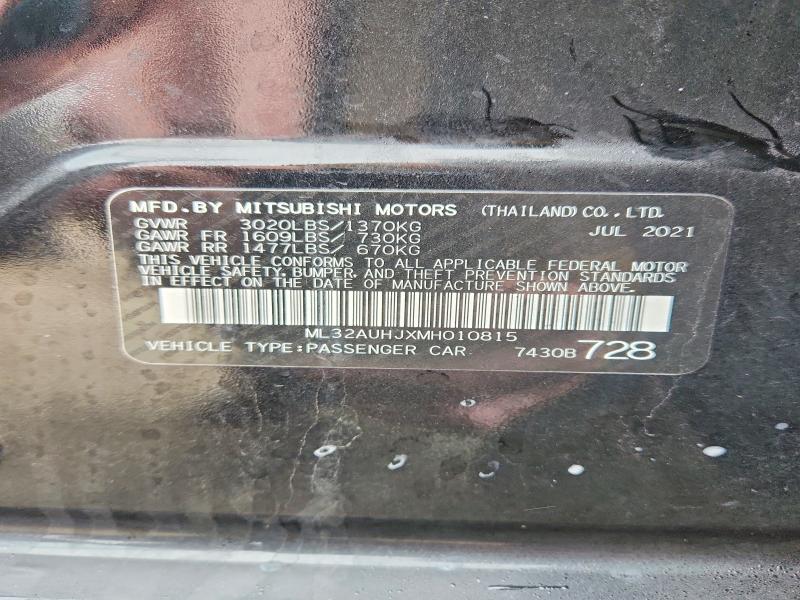 Продаж на аукціоні авто 2021 Mitsubishi Mirage, vin: ML32AUHJXMH010815, номер лоту: 77329875