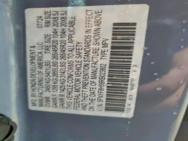 Aukcja sprzedaży 2024 Honda Passport, vin: 5FNYF8H58RB023802, numer aukcji: 78594035