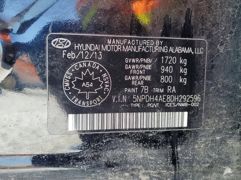 Продажа на аукционе авто 2013 Hyundai Elantra, vin: 5NPDH4AE8DH292596, номер лота: 76974295