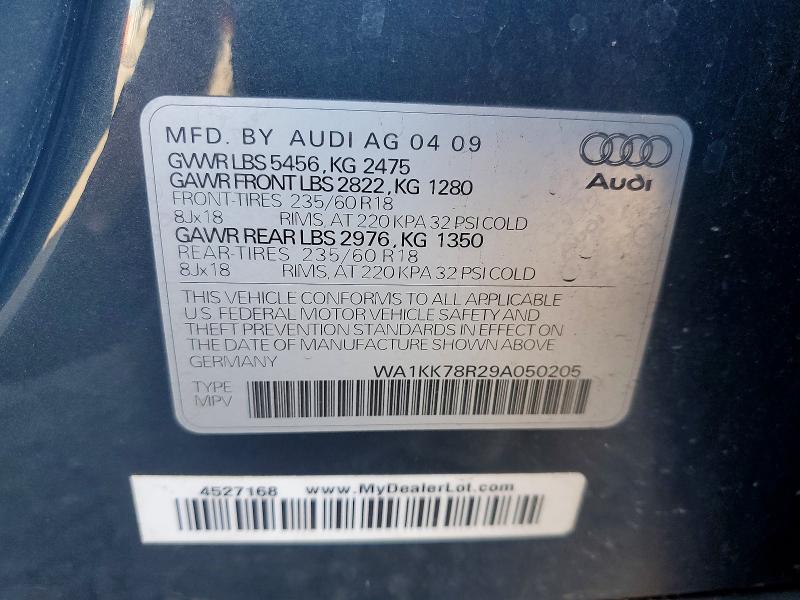 77836505 :رقم المزاد ، WA1KK78R29A050205 vin ، 2009 Audi Q5 مزاد بيع