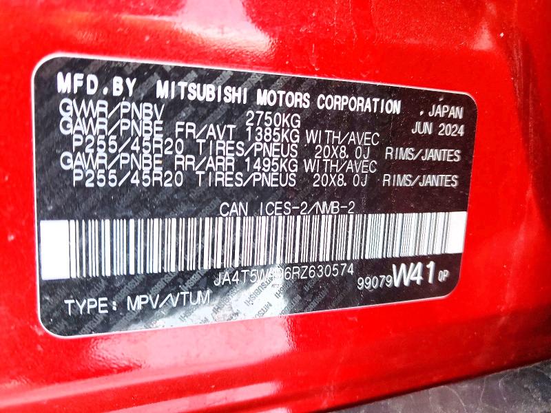 Продаж на аукціоні авто 2024 Mitsubishi Outlander, vin: JA4T5WA96RZ630574, номер лоту: 74037305