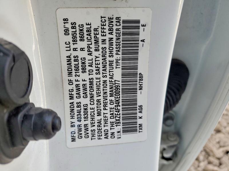 78509465 :رقم المزاد ، 19XZE4F94KE009977 vin ، 2019 Honda Insight مزاد بيع