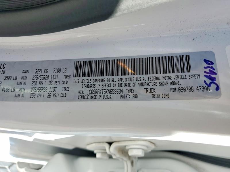 Продаж на аукціоні авто 2019 Ram 1500, vin: 1C6SRFKT5KN659634, номер лоту: 75960315